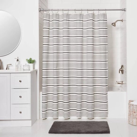 Dual Mount Chrome Finish Cast Finial End Shower Curtain Rod 46" to 72" Lengths - Picture 3 of 7